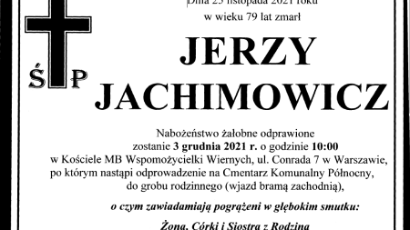 Nekrolog dr inż Jerzy Jachimowicz